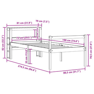 Seniorenbett Weiß 75x190 cm ohne Matratze