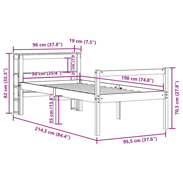 Seniorenbett Weiß 90x190 cm ohne Matratze