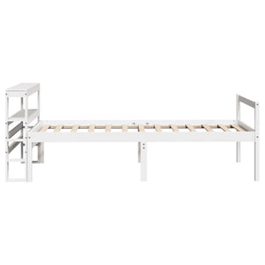 Seniorenbett Weiß 90x200 cm Kiefer Massivholz