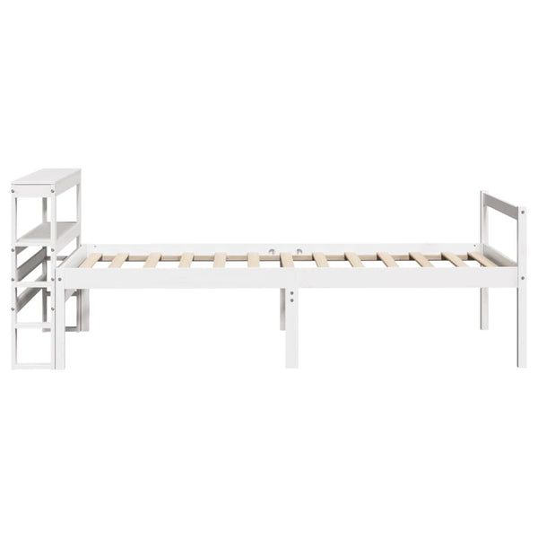 Seniorenbett Weiß 90x200 cm Kiefer Massivholz