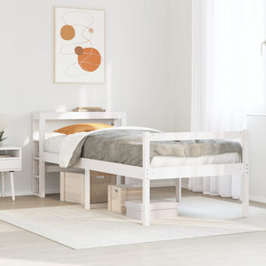 Seniorenbett Weiß 90x200 cm Kiefer Massivholz