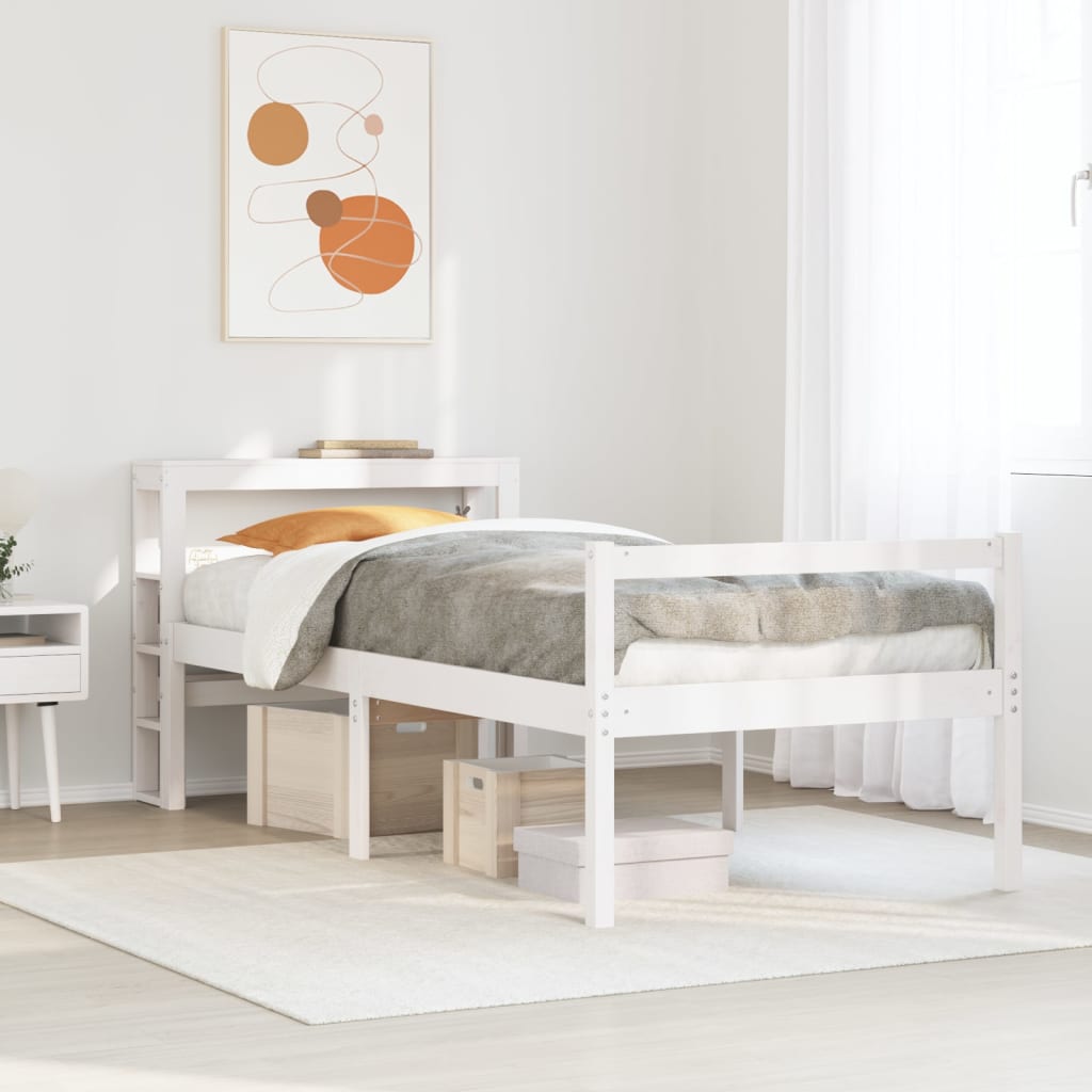 Seniorenbett Weiß 90x200 cm Kiefer Massivholz