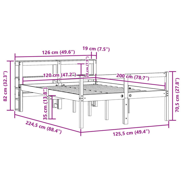 Seniorenbett Weiß 120x200 cm ohne Matratze