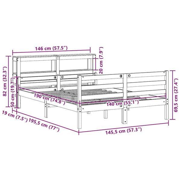 Bettgestell 140x190 cm mit Kopfteil