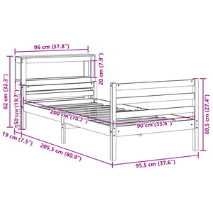 Bettgestell 90x200 cm mit Kopfteil