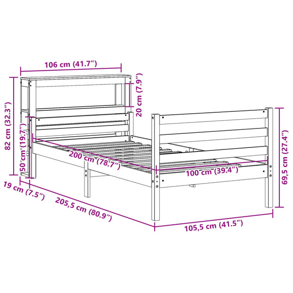Bettgestell 100x200 cm mit Kopfteil