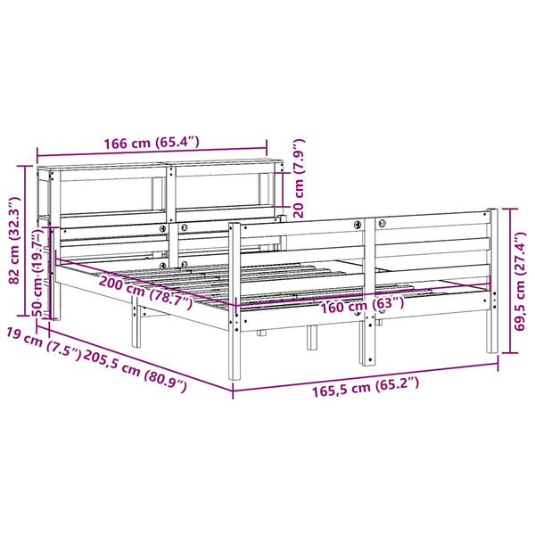 Bettgestell 160x200 cm mit Kopfteil
