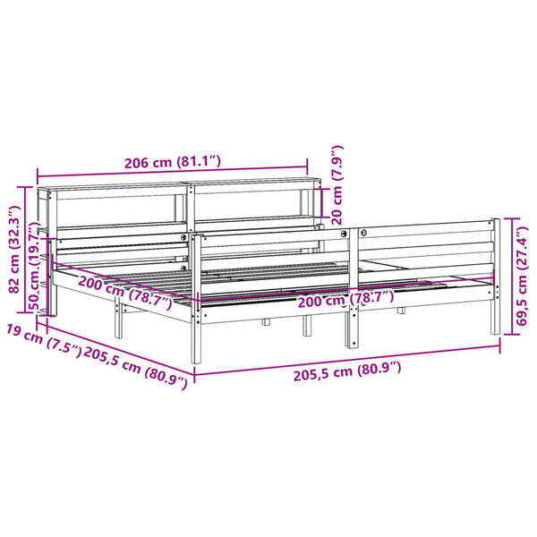 Bettgestell 200x200 cm mit Kopfteil