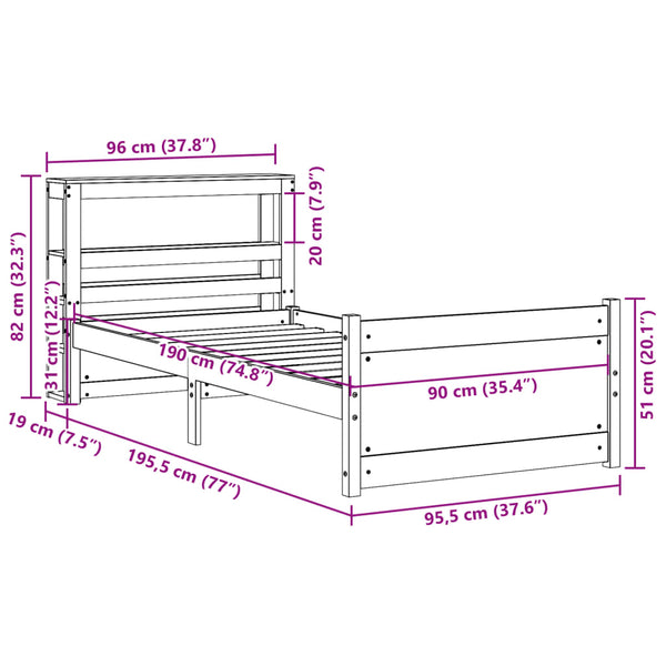 Bettgestell Weiß 90x190 cm Ohne Matratze
