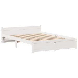 Bettgestell 135x190 cm Weiß mit Kopfteil