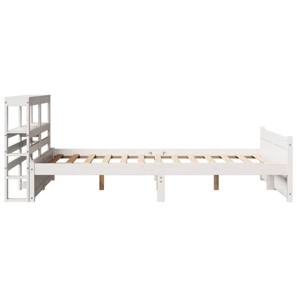 Bettgestell 135x190 cm Weiß mit Kopfteil