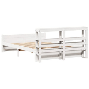 Bettgestell 135x190 cm Weiß mit Kopfteil