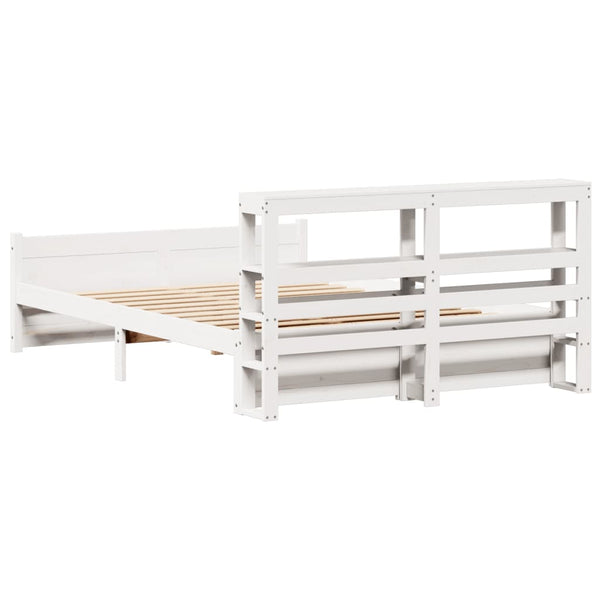 Bettgestell 135x190 cm Weiß mit Kopfteil