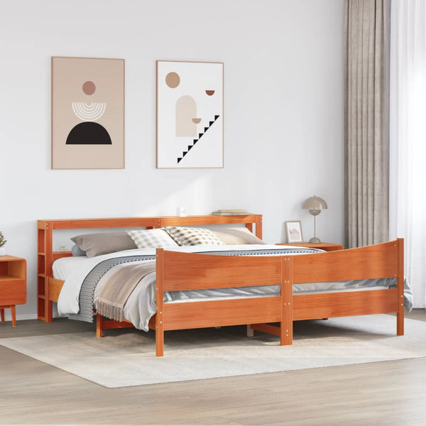 Massivholzbett Kiefer 200x200 cm Wachsbraun