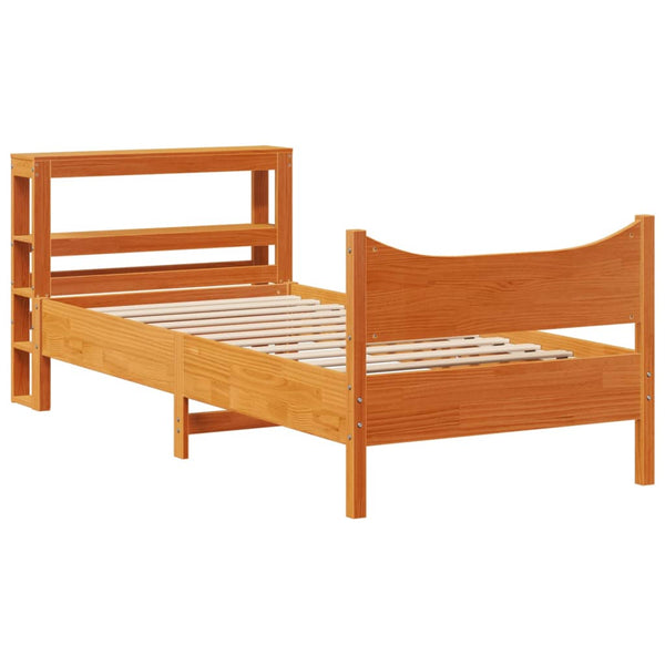 vidaXL Lit en bois massif avec tête de lit marron ciré 100x200 cm pin