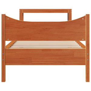 vidaXL Lit en bois massif avec tête de lit marron ciré 100x200 cm pin