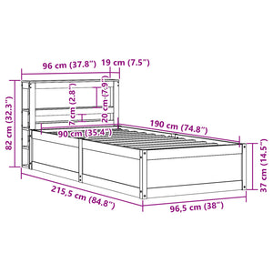 Massivholzbett Kiefer 90x190 cm mit Kopfteil