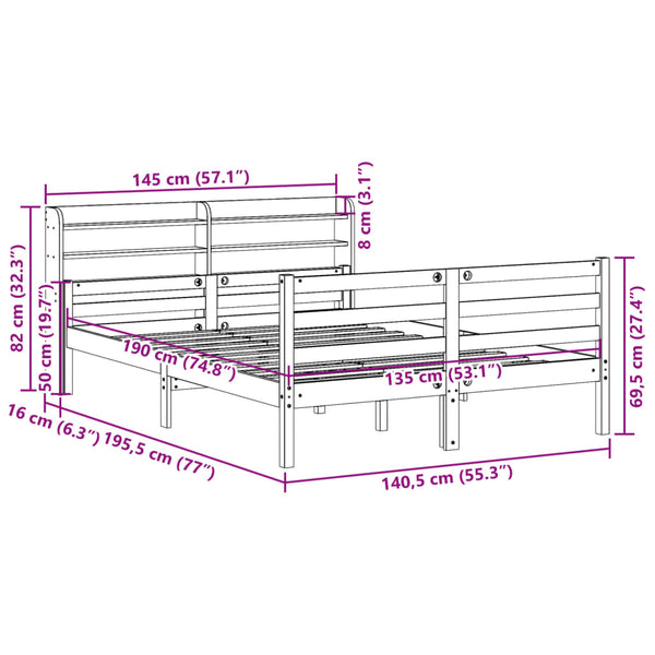 Bettgestell 135x190 cm mit Kopfteil