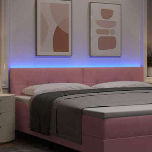 vidaXL LED Headboard with LED Light Strips Pink 200 cm Velvet