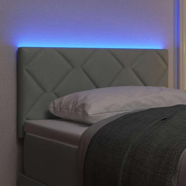LED Kopfteil Hellgrau 80cm Samt