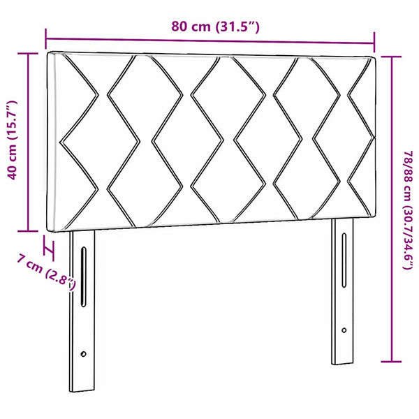 LED Kopfteil Hellgrau 80cm Samt