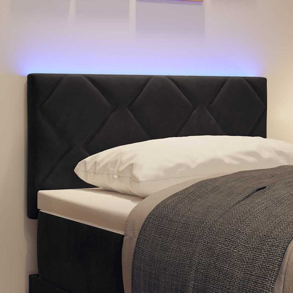 LED Kopfteil Schwarz Samt 80 cm
