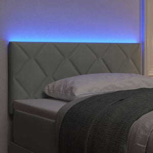 LED Kopfteil Hellgrau 90cm Samt