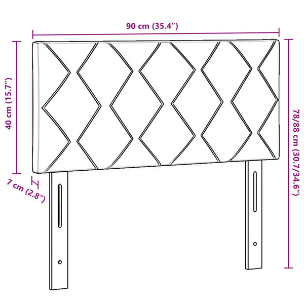 LED Kopfteil Hellgrau 90cm Samt