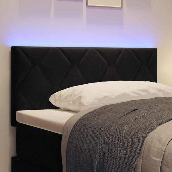LED Kopfteil Schwarz Samt 90 cm