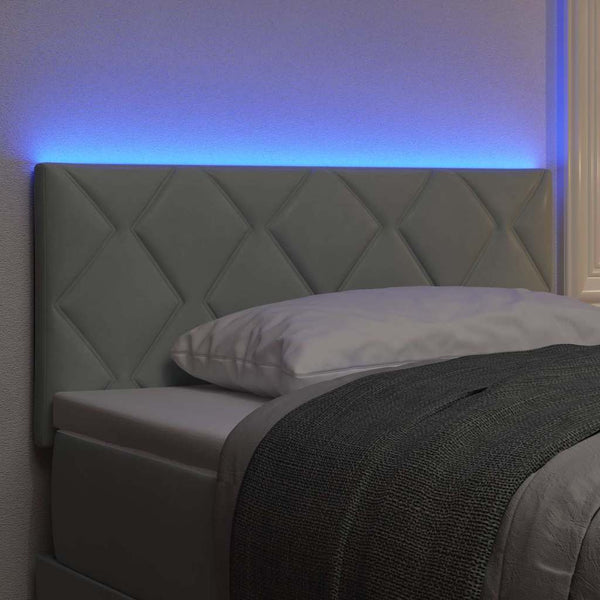 LED Kopfteil Hellgrau Samt 100cm