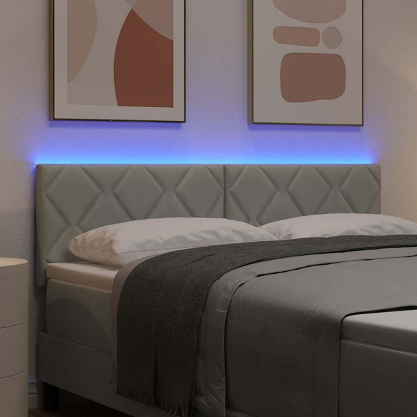 vidaXL LED Headboard Light Grey 144 cm Velvet