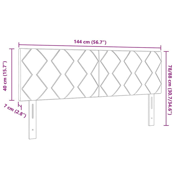 vidaXL LED Headboard Light Grey 144 cm Velvet
