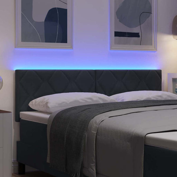 LED Kopfteil Dunkelgrau Samt 144 cm