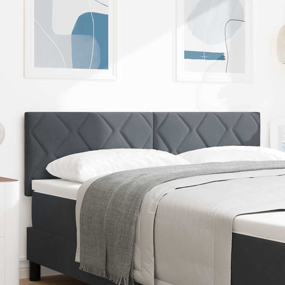 LED Kopfteil Dunkelgrau Samt 144 cm