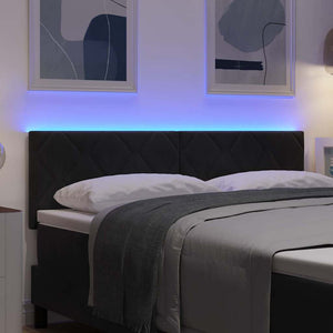 LED Kopfteil Schwarz Samt 144 cm