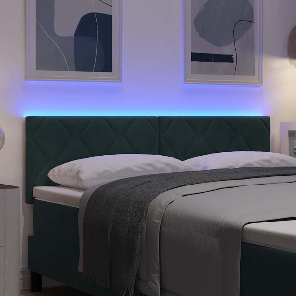 vidaXL LED Headboard Dark Green 160 cm Velvet