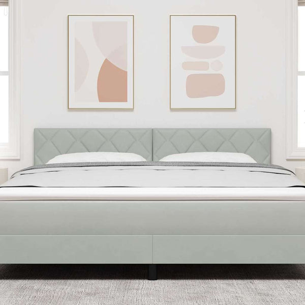 vidaXL LED Headboard Light Gray 180 cm Velvet