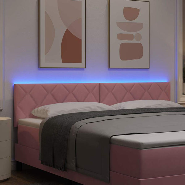 LED Kopfteil Rosa Samt 180 cm