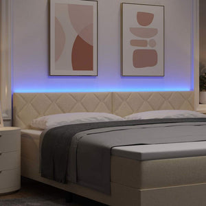 LED Kopfteil Creme Stoff 200 cm