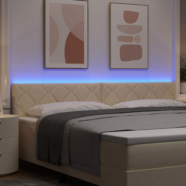 LED Kopfteil Creme Stoff 200 cm
