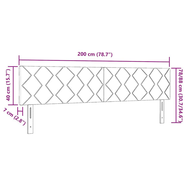 LED Kopfteil Dunkelgrau 200 cm Samt