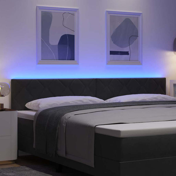 LED Kopfteil Schwarz Samt 200 cm