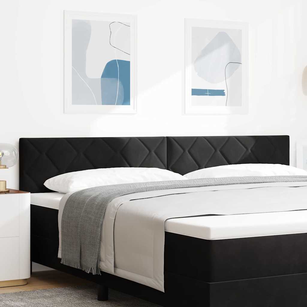 LED Kopfteil Schwarz Samt 200 cm