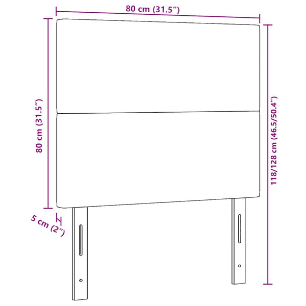 LED Kopfteil Creme Cordstoff 80 cm