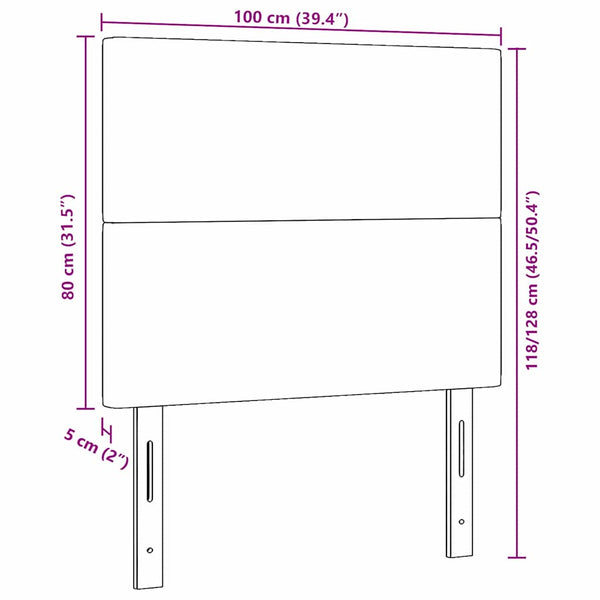 LED Kopfteil Dunkelgrau Cord 100 cm