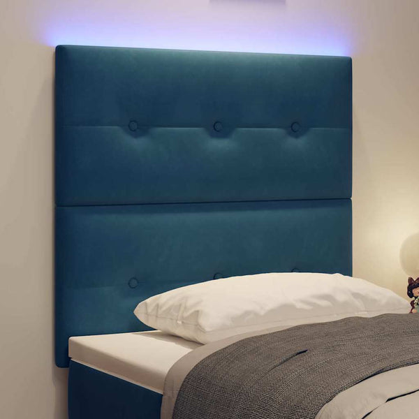 vidaXL LED Headboard with LED Strips Blue 80 cm Velvet