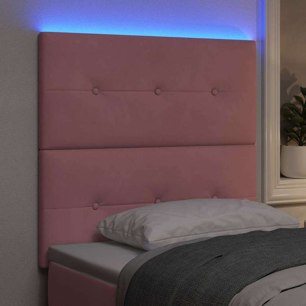 vidaXL LED Headboard with LED Strips Pink 90 cm Velvet