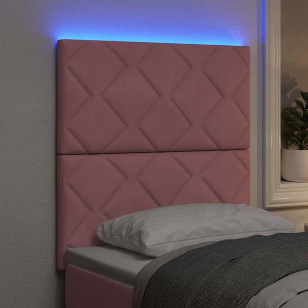 LED Kopfteil Rosa Samt 80cm