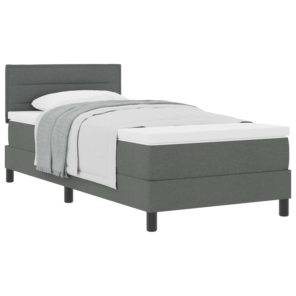vidaXL Box Spring Bed with Headboard Dark Grey 90 x 190 cm Fabric