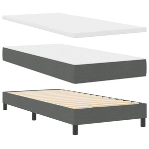 vidaXL Box Spring Bed with Headboard Dark Grey 90 x 190 cm Fabric